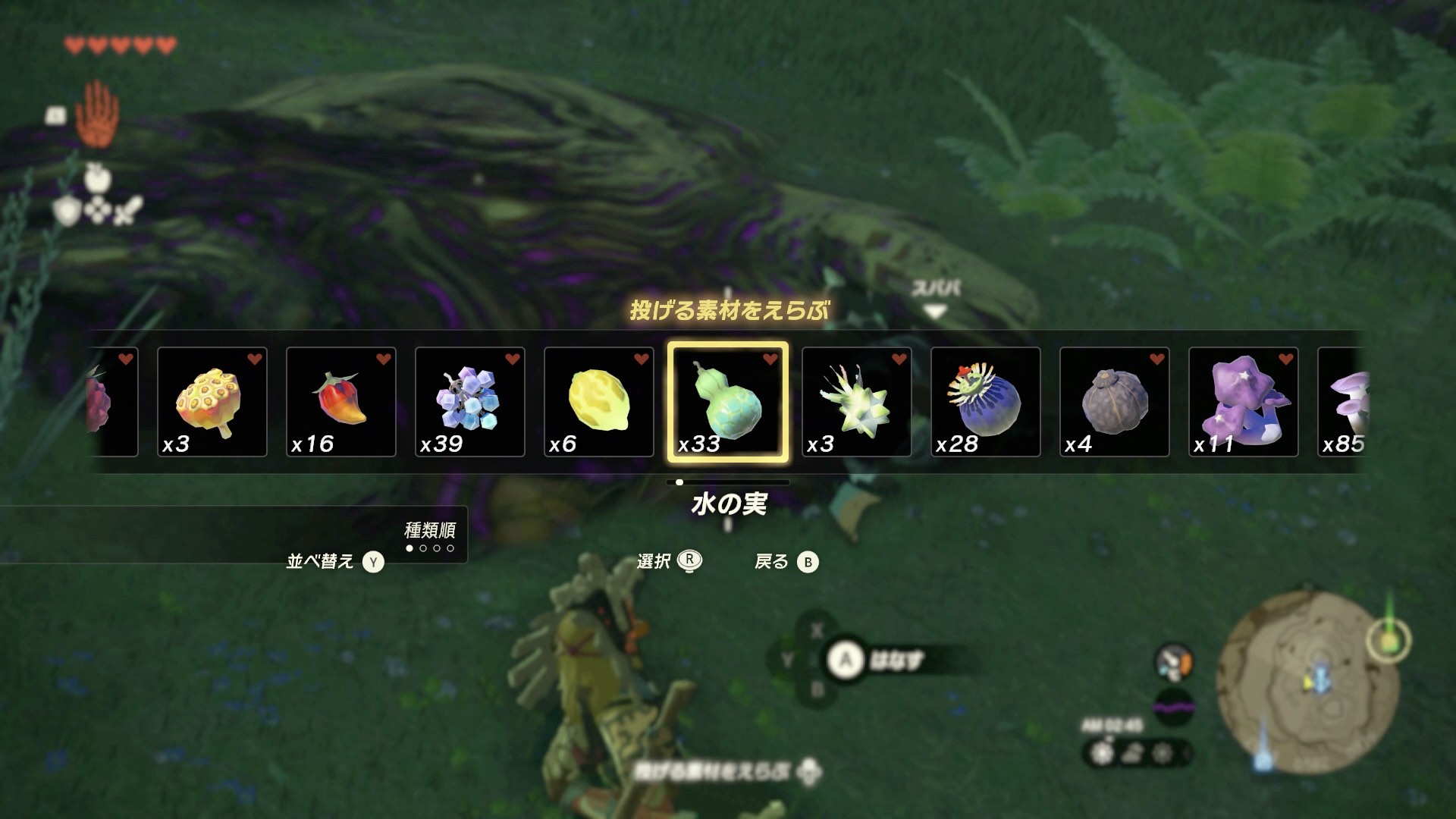 水の実をスババに投げつける