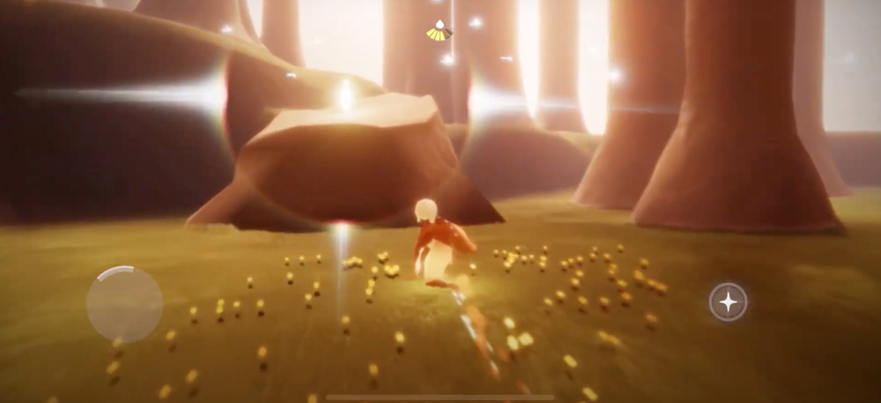 切り株の上に光の子