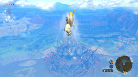 監視砦の鳥望台から高く飛び上がる