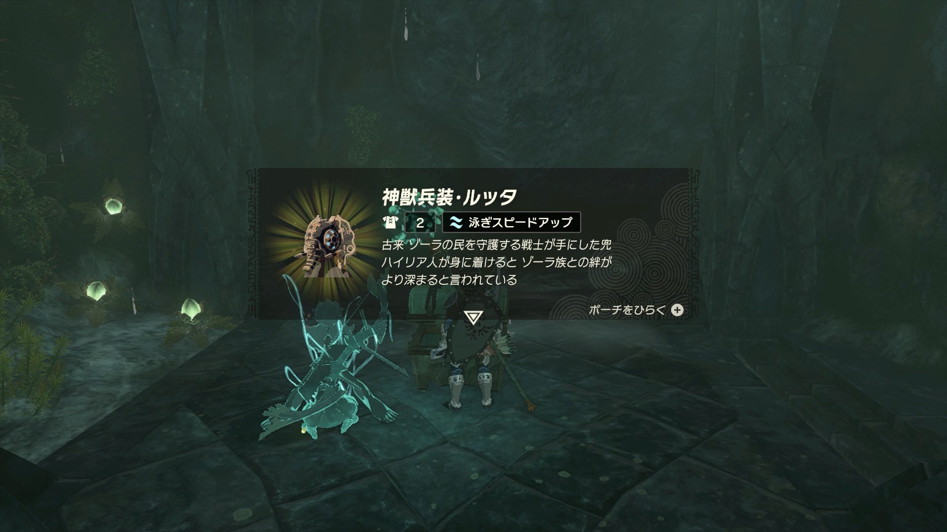 ゾーラの里地下の洞窟の滝裏で秘宝を入手