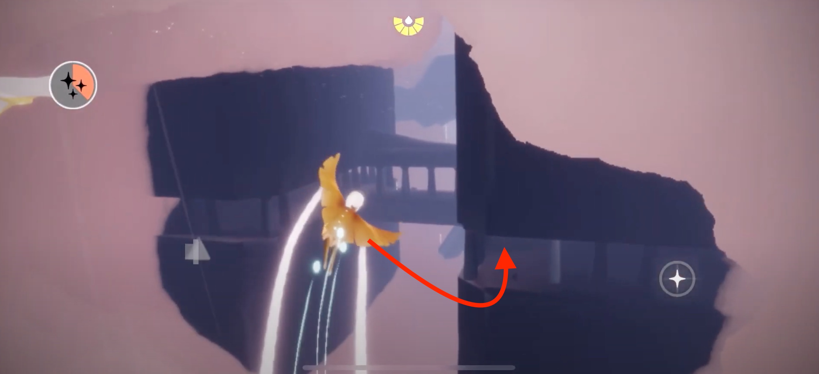 途中の建物の右側