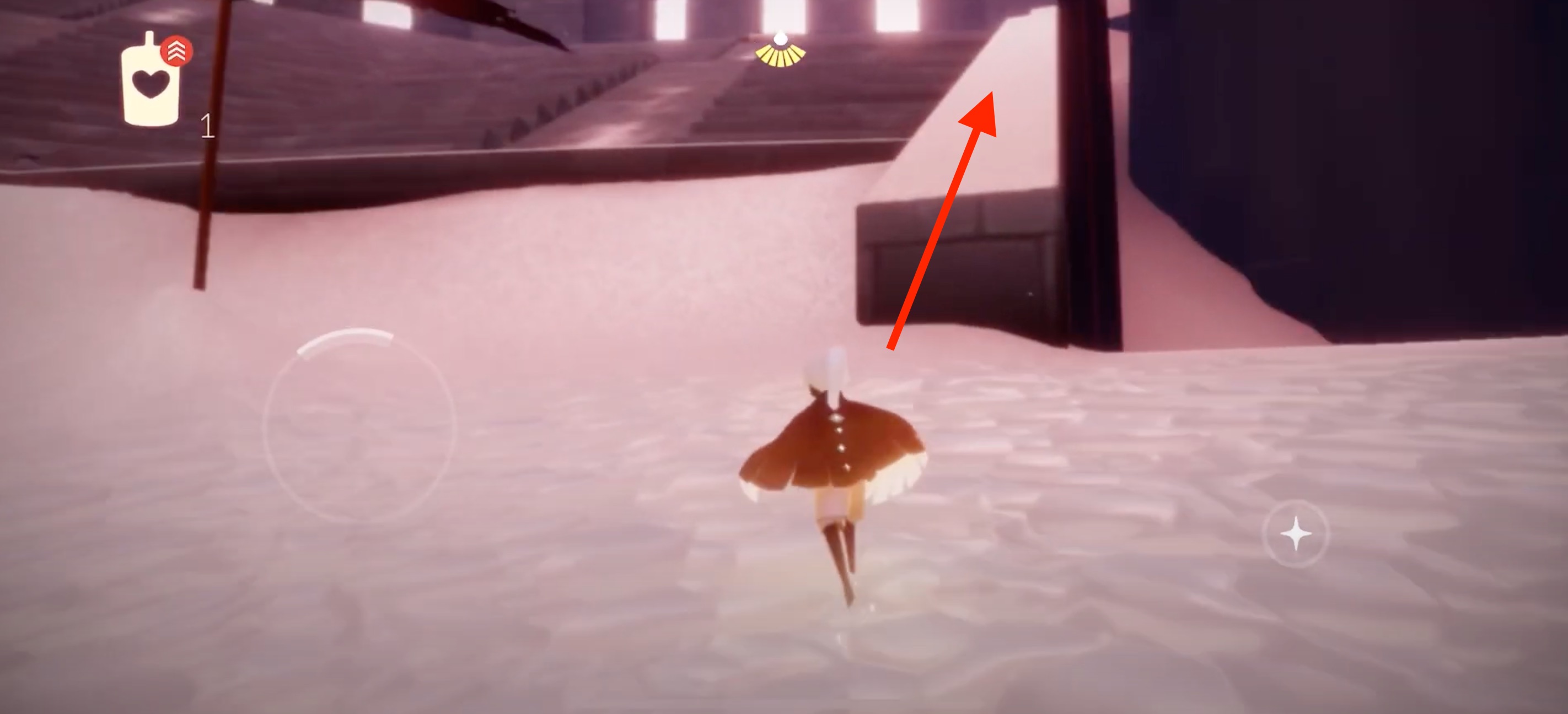 階段横を上がっていく