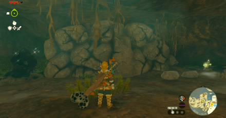 洞窟の邪魔な岩