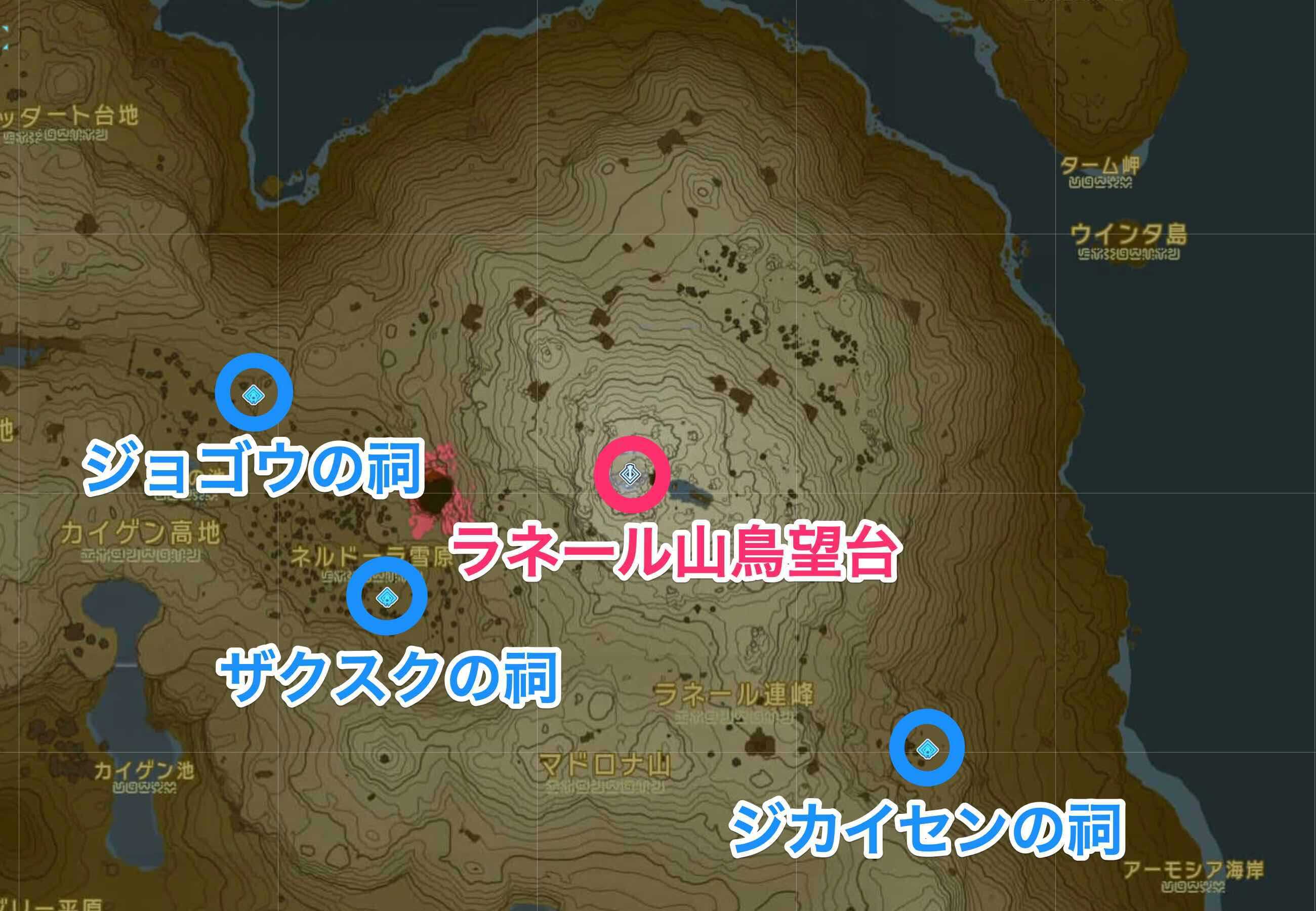 ラネール山鳥望台の周辺の祠