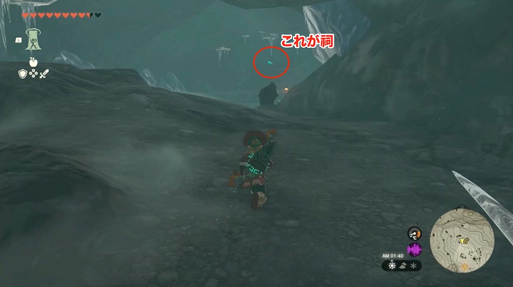 ヘブラ山北西の洞窟の祠までの行き方