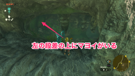 左の段差の上にマヨイがいる