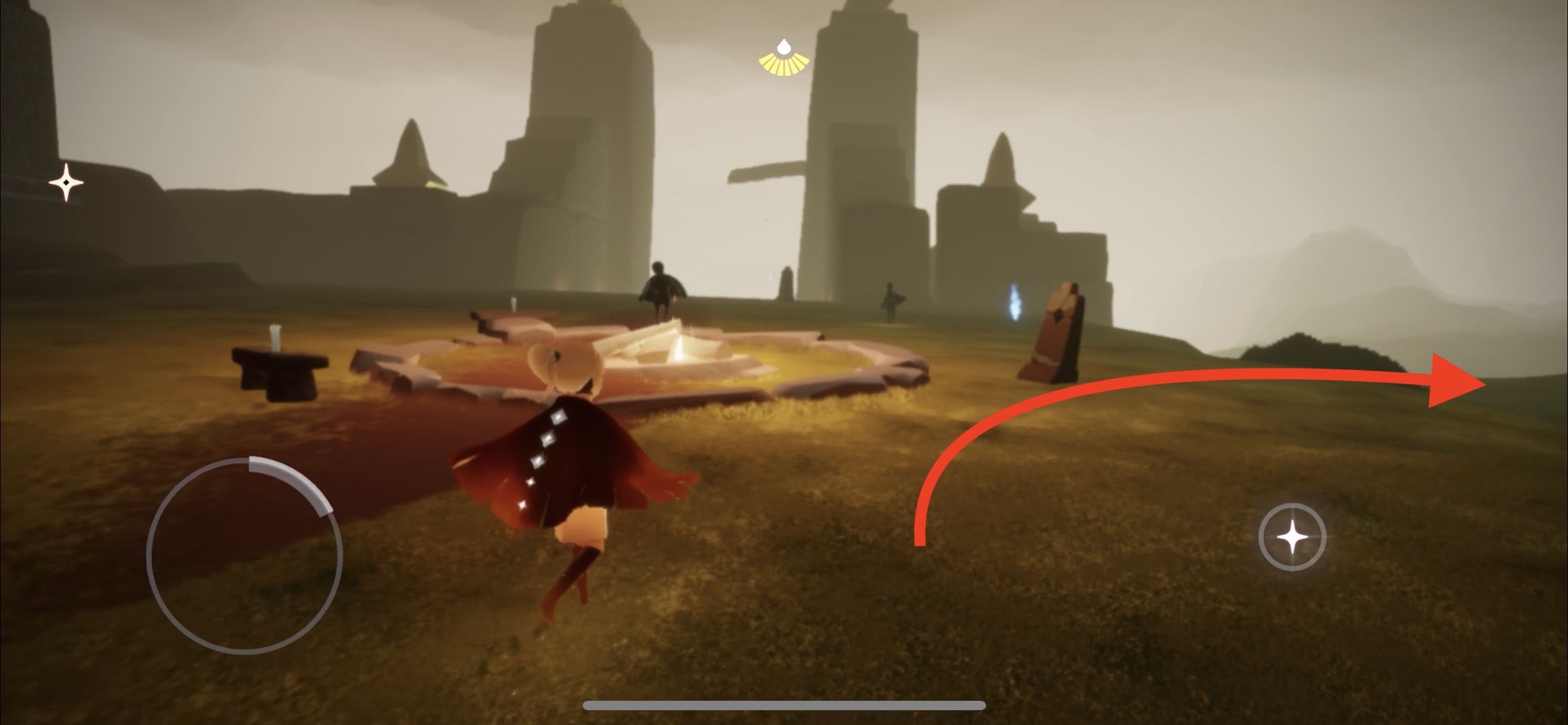 最初の地点から右