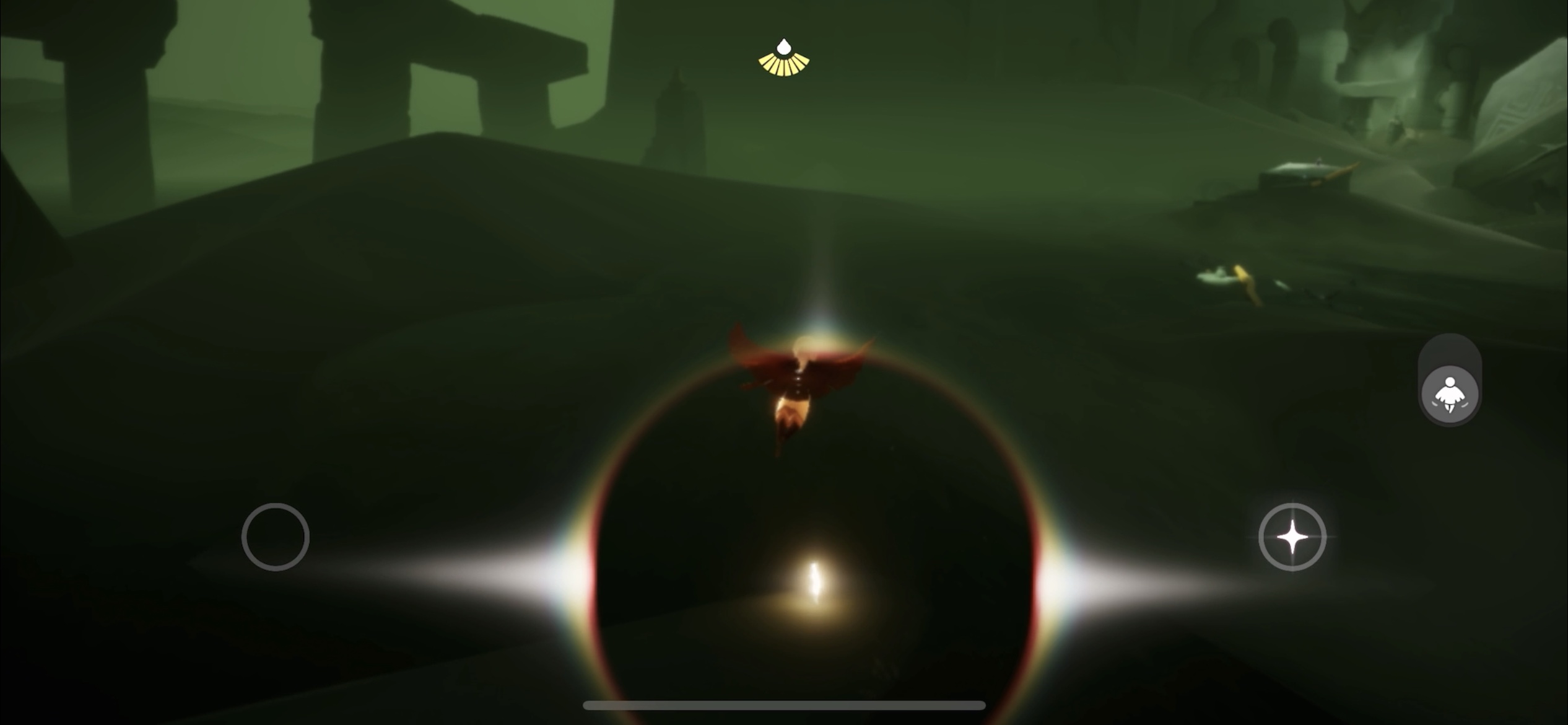 落下地点から進んだ所