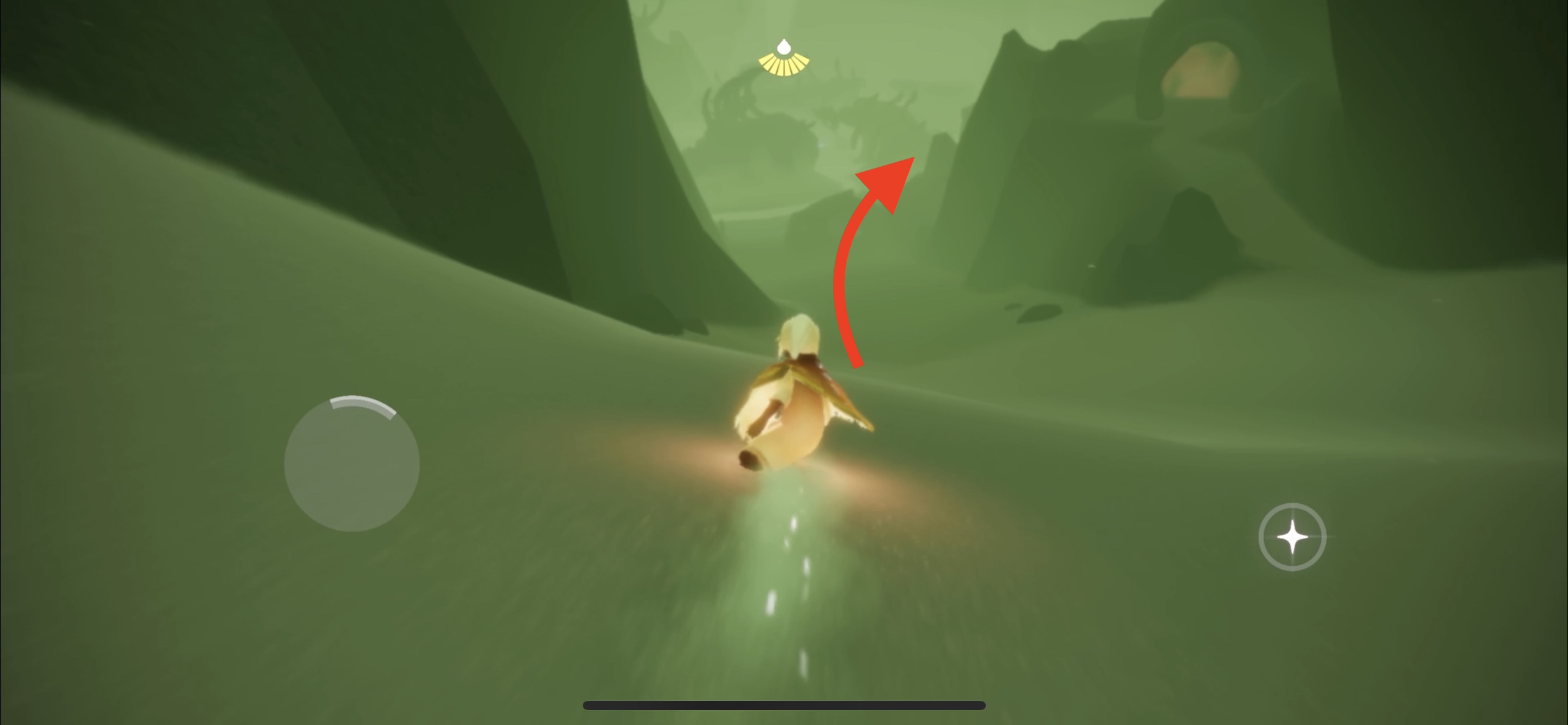 左側を滑り降りる