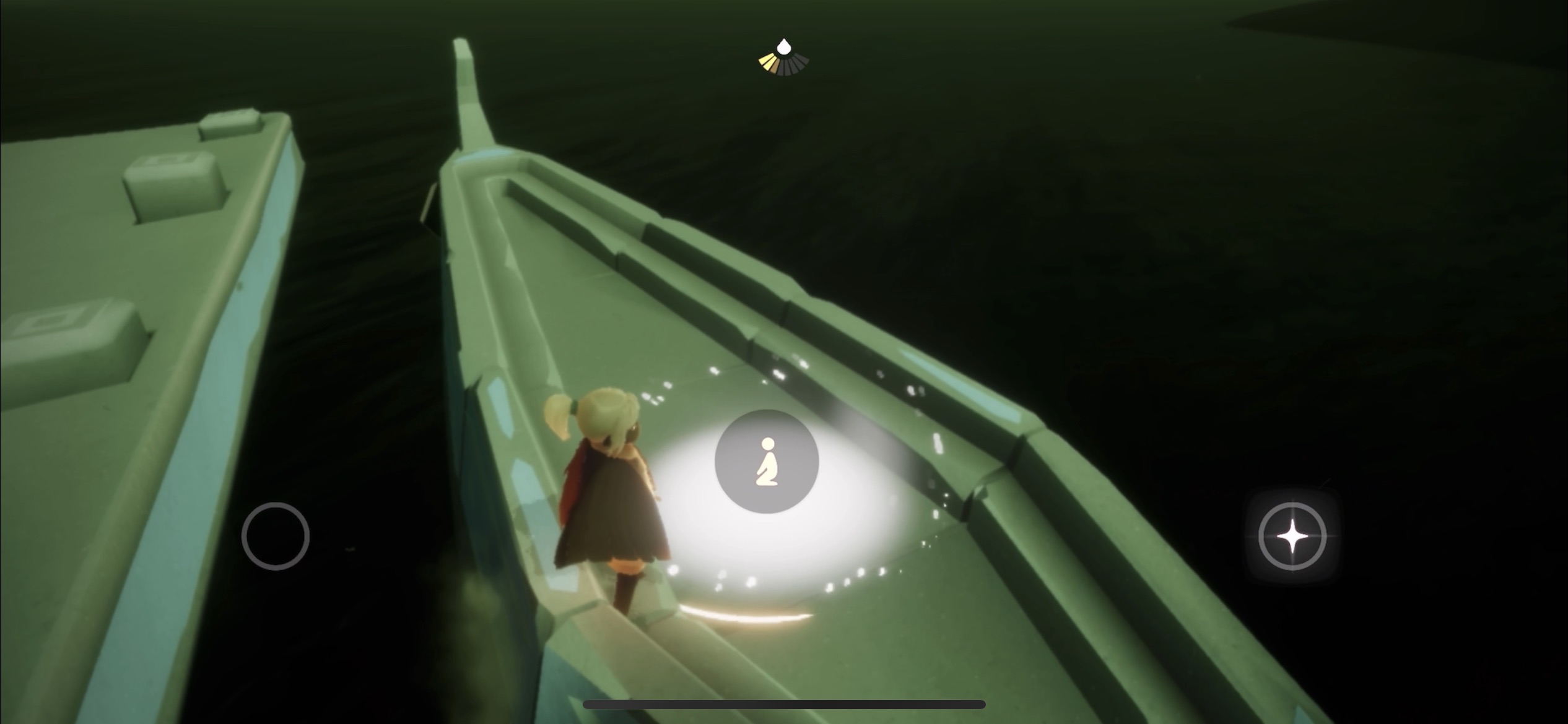 船に乗って向かう