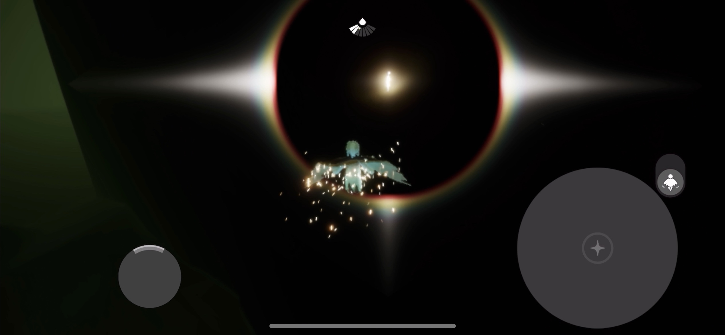 右側に飛んでいく