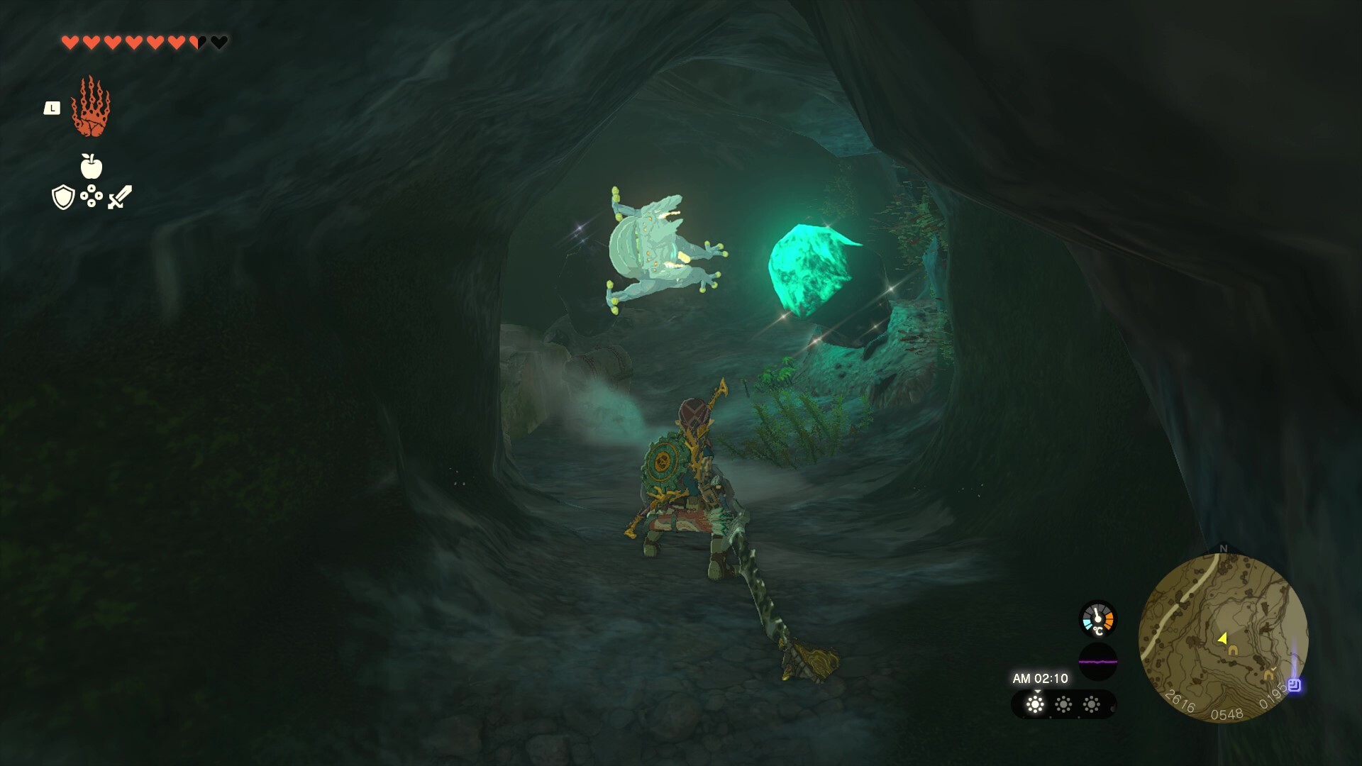 ゾラ台地中腹の洞窟のマップ