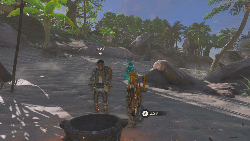 砂浜にいるゴマナに話しかけて受注