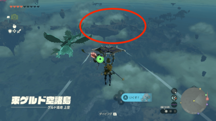 鳥望台から東の祠がある空島へ向かう