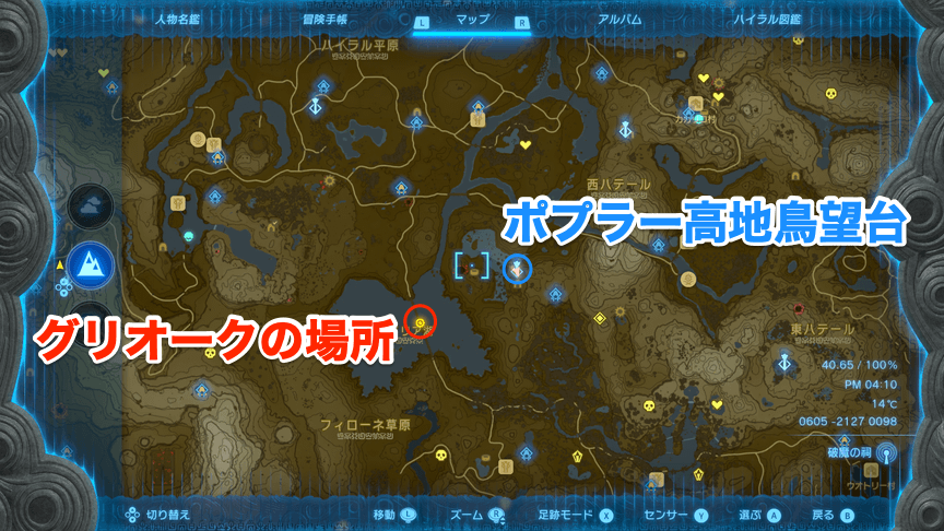 ハイリア大橋の火炎グリオークの場所