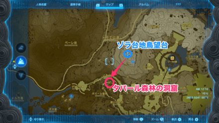 タバール森林の洞窟のマップ画像