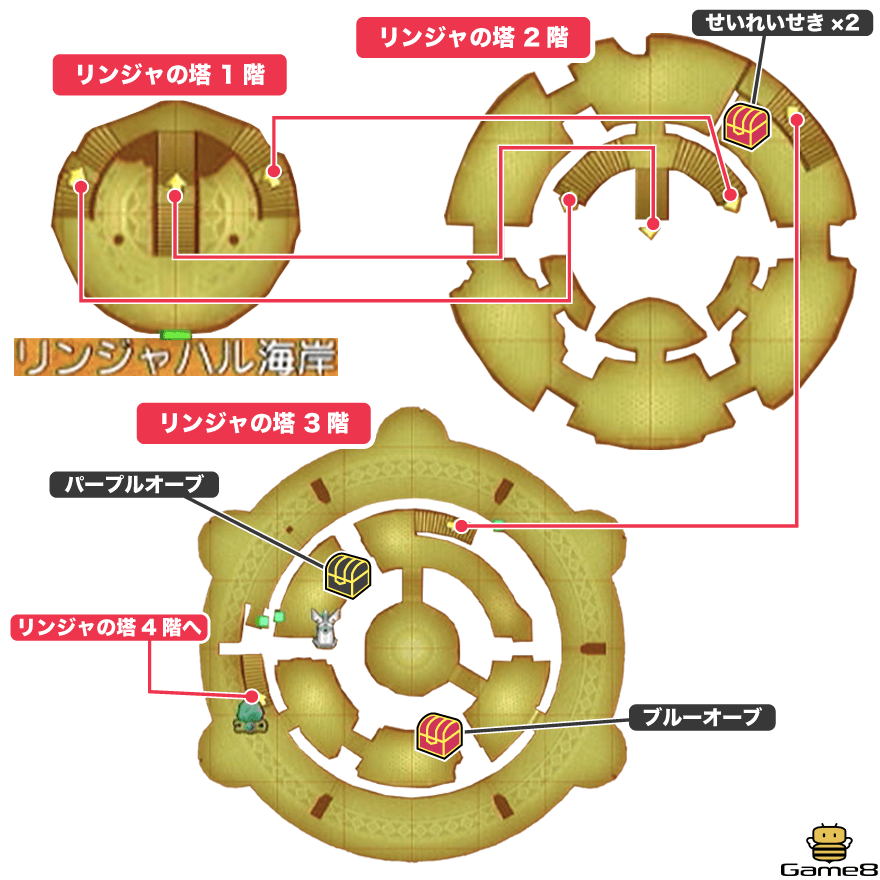 リンジャの塔1〜3F全体マップ