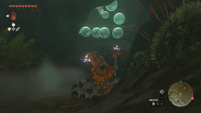 タイアモン川下流の洞窟のマップ