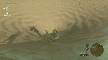 カラカラバザールの南西にある流砂のヘソに落ちてオアシスの水源へ