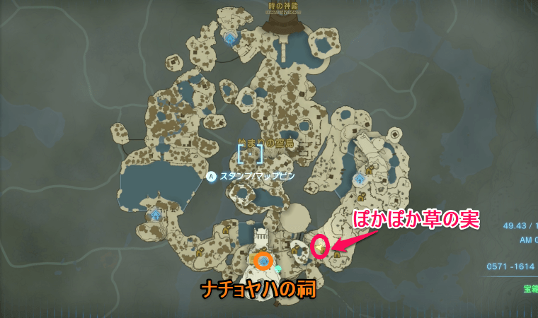 ぽかぽか草の実の空島全体マップ