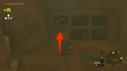 小部屋の棚の下にしゃがんで入る