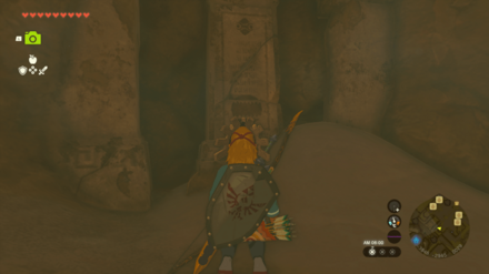 ウルトラハンドで砂に埋まっている欠片を石碑にはめて撮影する