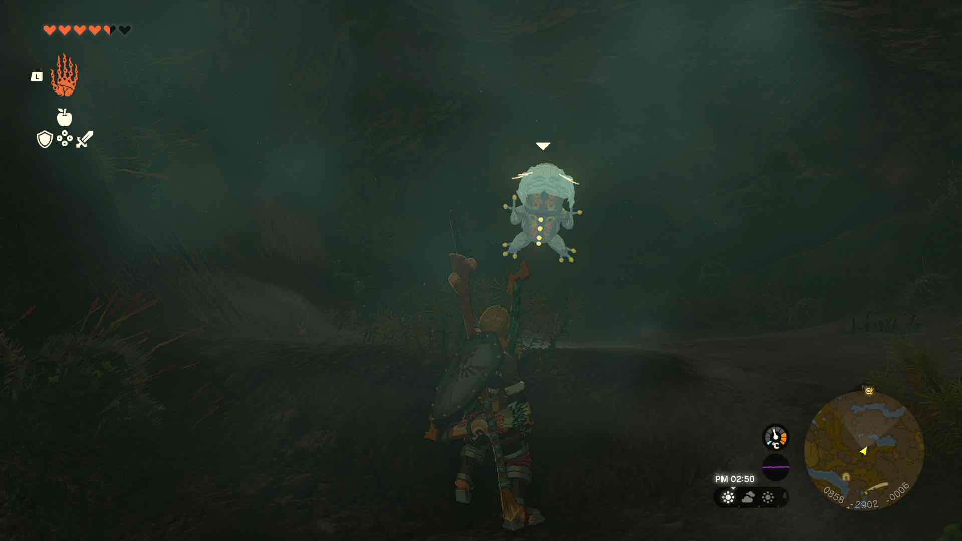 フロリア川上流の遺跡窟のマップ