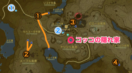 コッコの隠れ家周辺の洞窟と祠