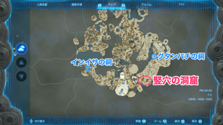 竪穴の洞窟のマップ画像