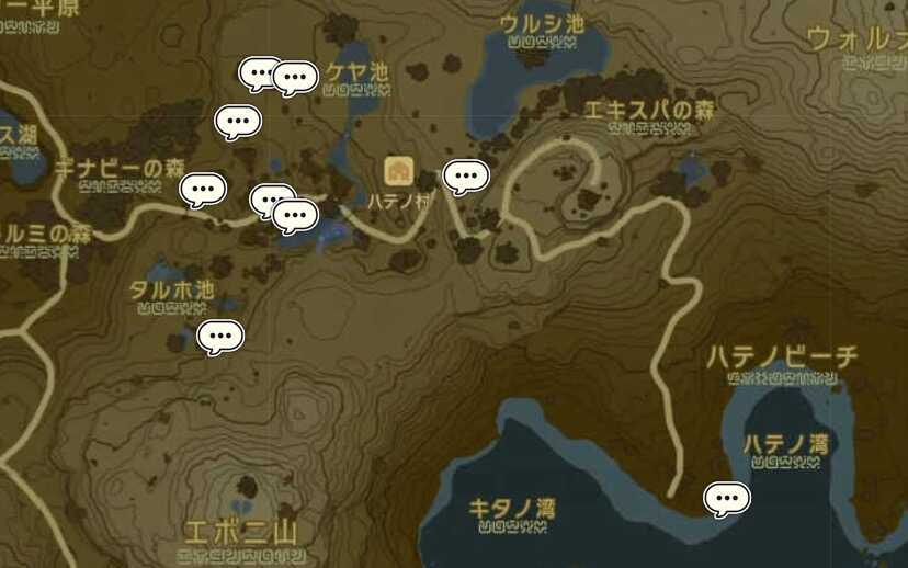 ハテノ村周辺のマップ