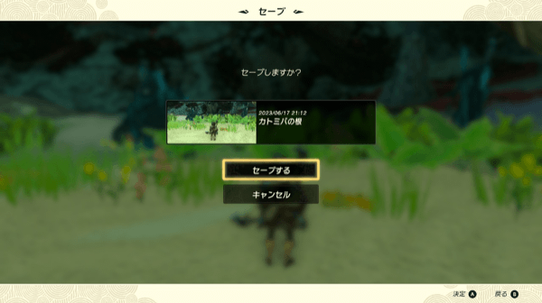 影の像が見えないぐらいの場所でセーブする