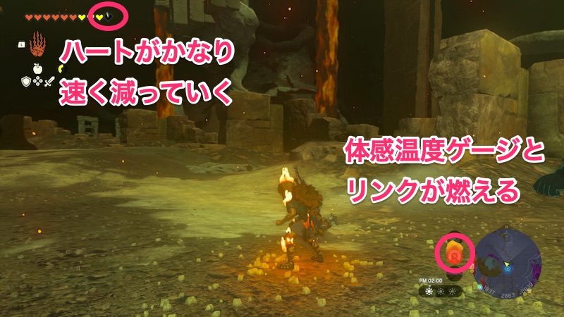 熱さダメージを受けている状態