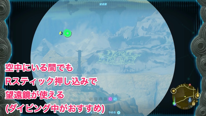 空中にいる間の望遠鏡