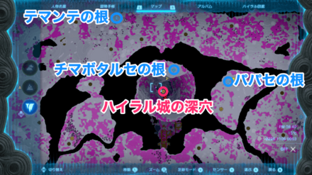 ハイラル城の深穴地底の周辺情報