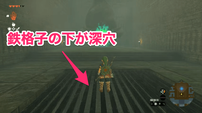 鉄格子の下が深穴