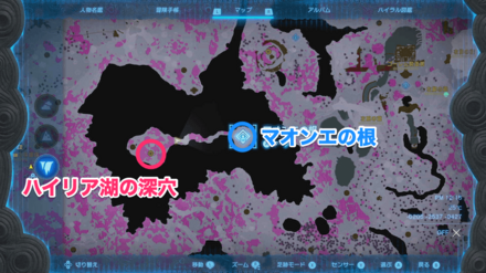 ハイリア湖の深穴の地底の周辺