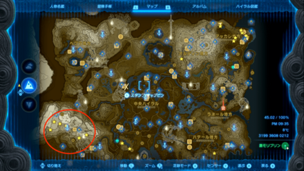 ゲルド高地付近のマップ