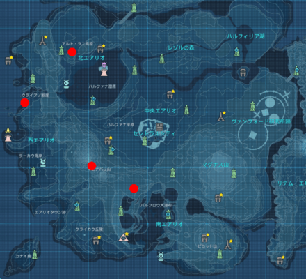 マイニンの場所（赤点）