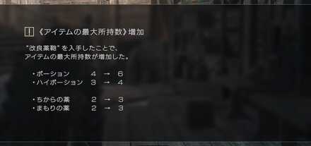 薬の所持量増加