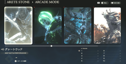 アーケードモードの画面