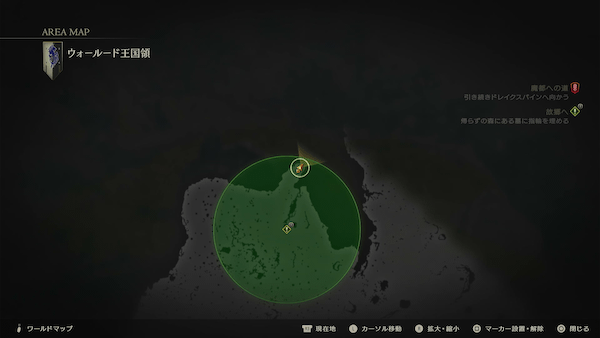 マップ上の墓の場所