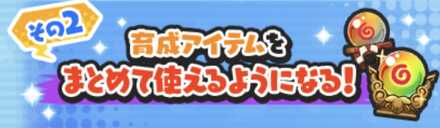 育成アイテムをまとめて使えるようになる