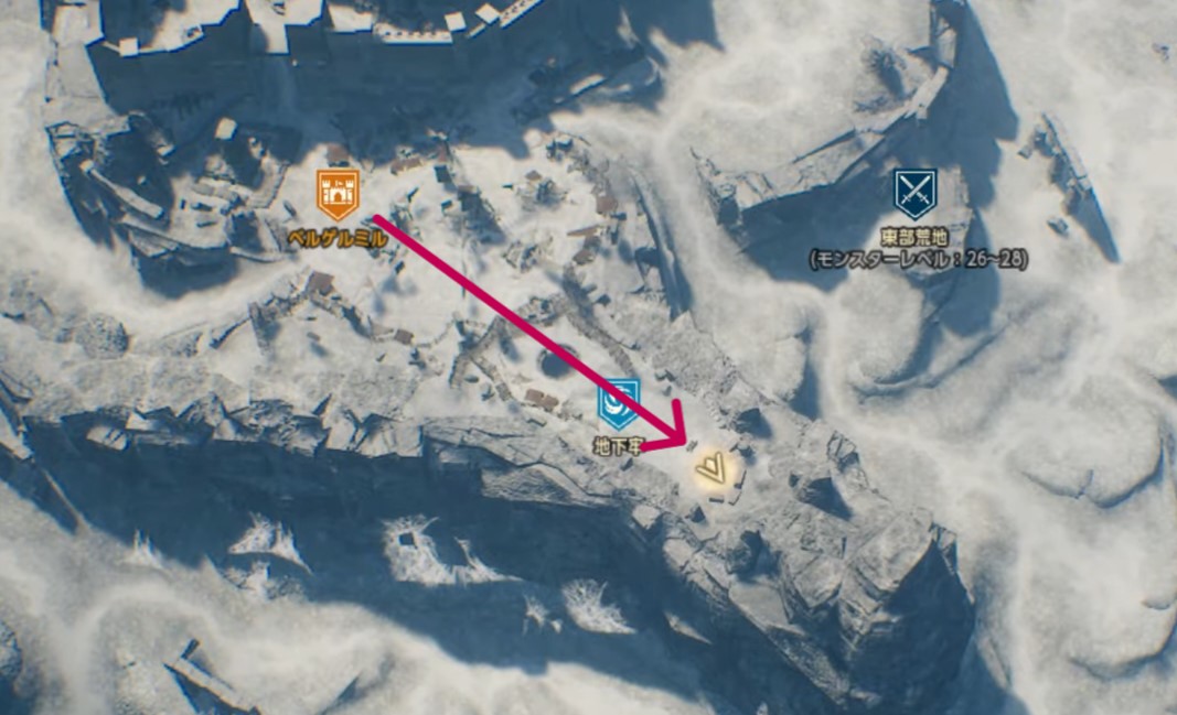 宝箱①ベルゲルミルのマップ