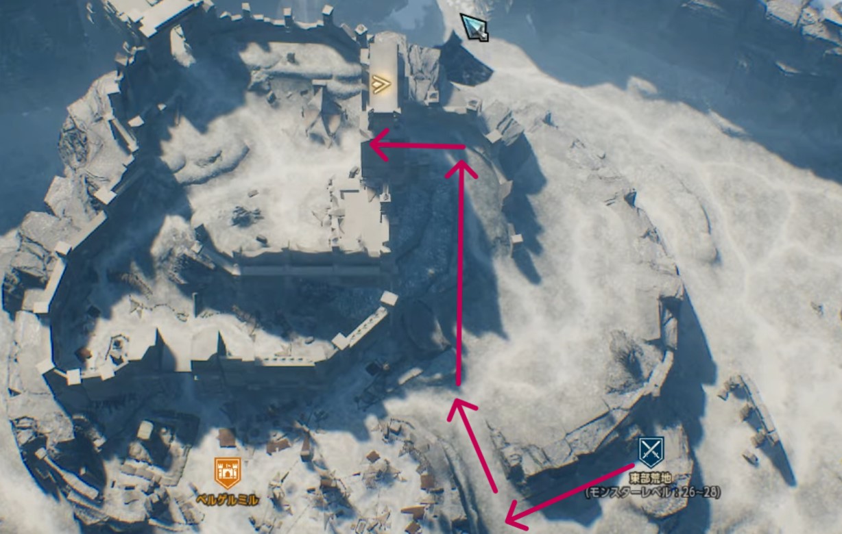 宝箱②東部荒地のマップ