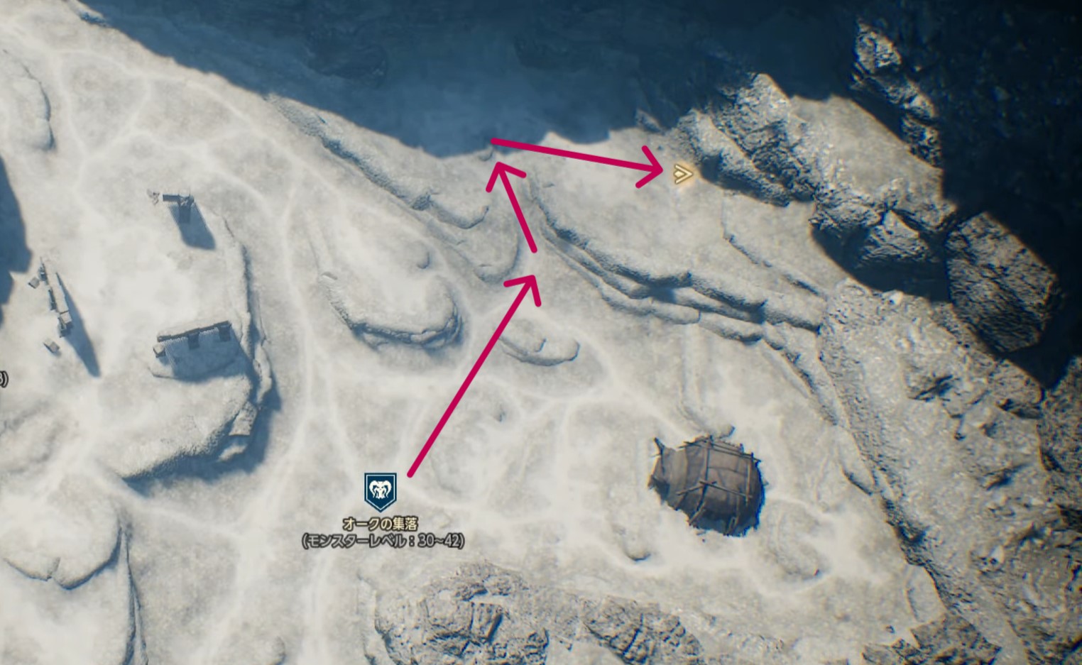 宝箱⑤オークの集落のマップ