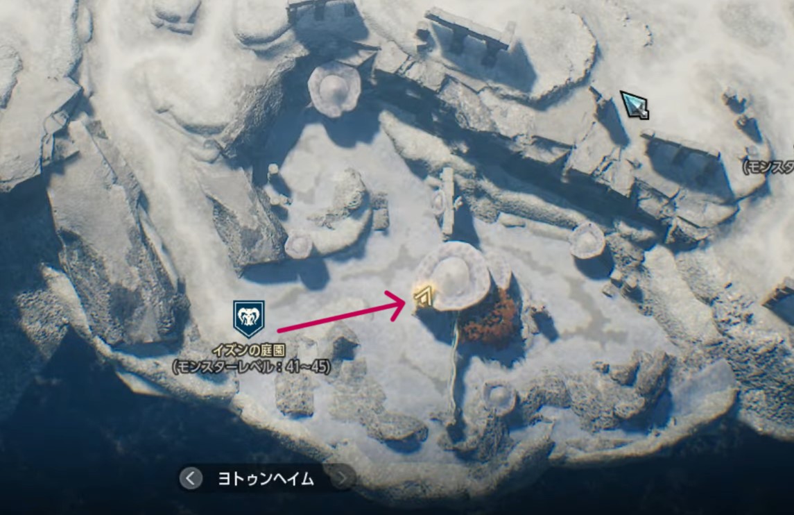 宝箱⑦イズンの庭園のマップ