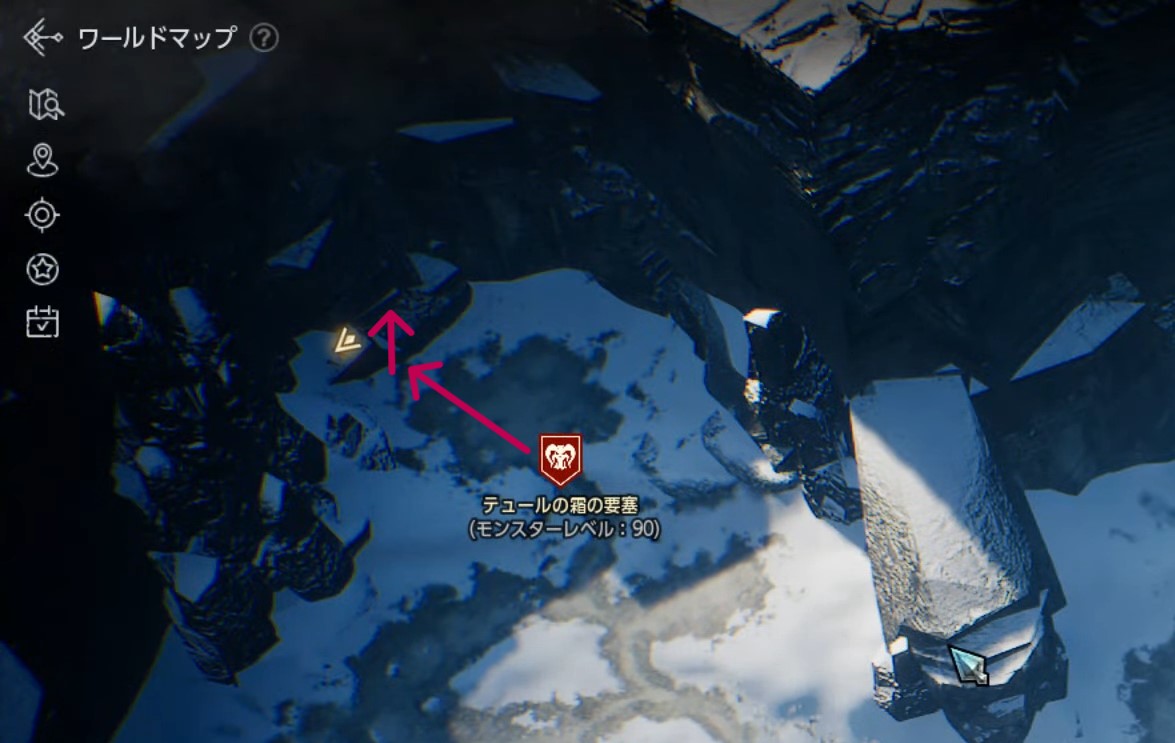 宝箱⑩テュールの霜の要塞のマップ
