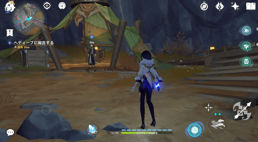 層岩巨淵にいるヘディーブの元へ向かい話しかける