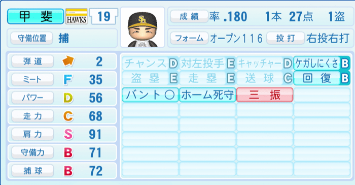 甲斐拓也のステータス画像