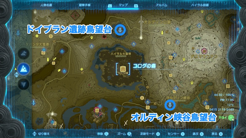 コログの森周辺の鳥望台